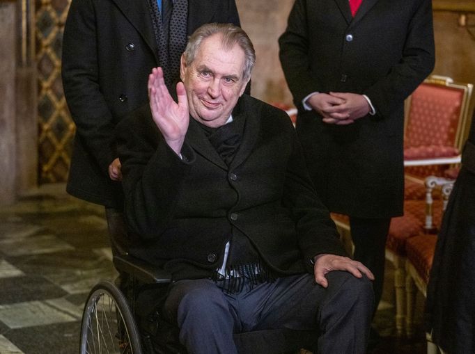 Uložení korunovačních klenotů do Korunní komory, 25. ledna 2023, Praha. Prezident Miloš Zeman.