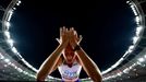 Athletics - World Athletics Championship - Women's High Jump Final - National Athletics Centre, Budapest, Hungary - August 27, 2023 France's Solene Gicquel reacts during