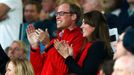 Britain's Prince William and Catherine, Duchess of Cambridge celebrate in the stands