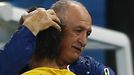 Brazil's coach Luiz Felipe Scolari hugs Brazil's Neymar during the 2014 World Cup opening match between Brazil and Croatia at the Corinthians arena in Sao Paulo June 12,