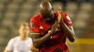 Romelu Lukaku v zápase skupiny E kvalifikace MS Belgie - Česko