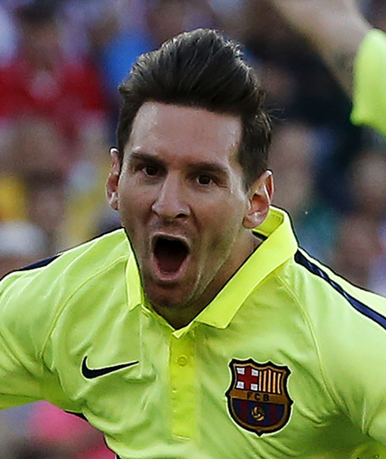 Lionel Messi slaví branku v La lize 2015