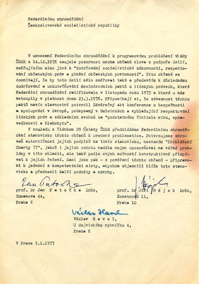 Památník Vítkov - Charta 77