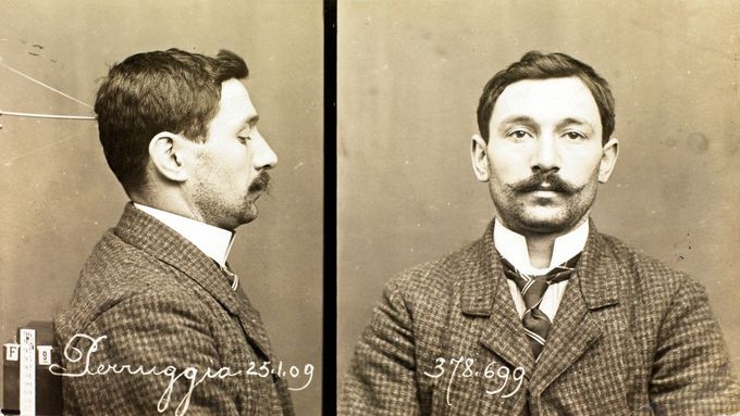 Vincenzo Peruggia na policejní fotografii z roku 1912.