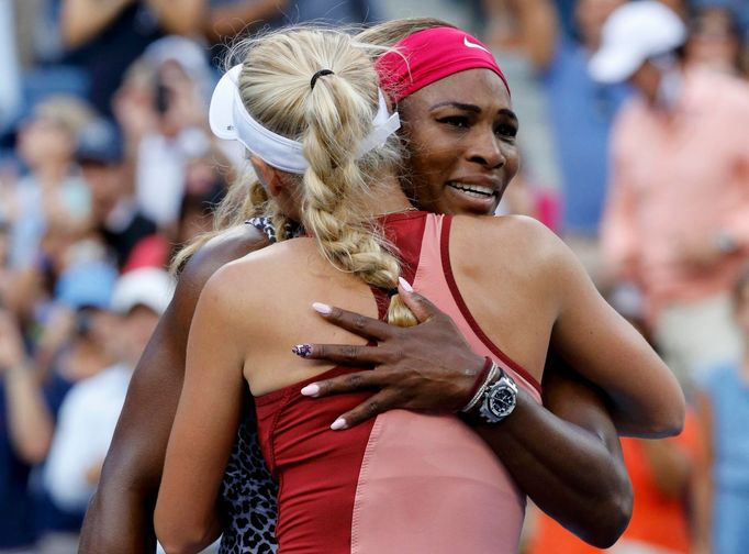 Serena Williamsová a Caroline Wozniacká ve finále US Open