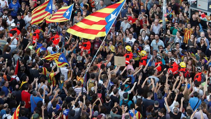 Protesty v Katalánsku.