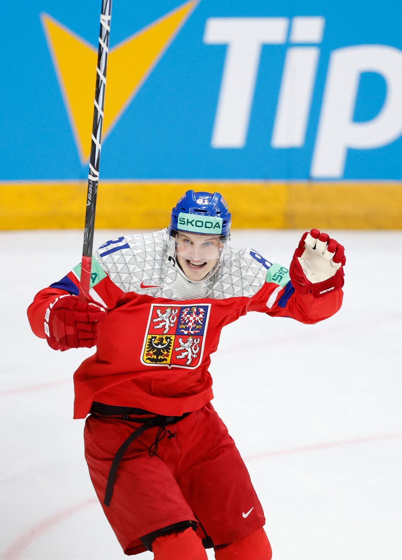 Dominik Kubalík slaví gól v semifinále MS 2024 Česko - Švédsko