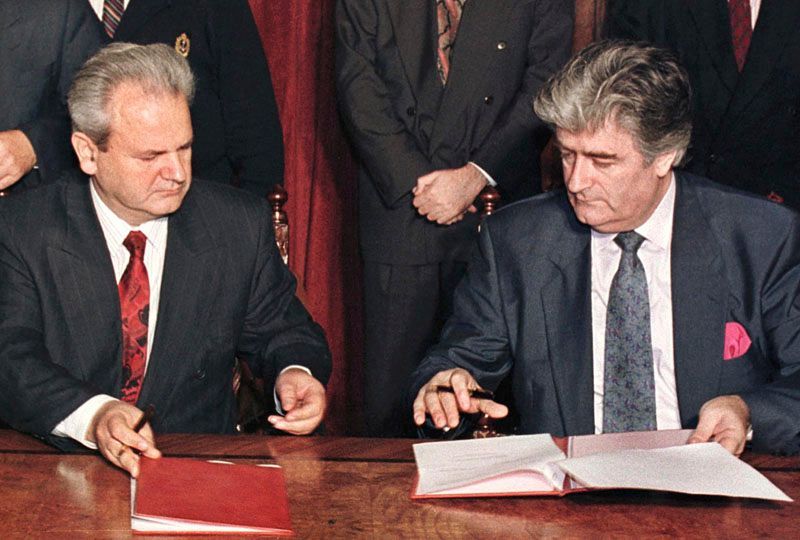 Radovan Karadžič a Slobodan Miloševič