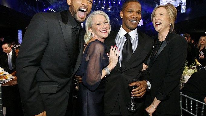 Will Smith, Helen Mirren, Jamie Foxx a Annette Beningna na předávání cen Asociace filmových herců.