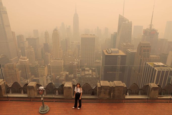 Znečištěný vzduch v New Yorku kvůli lesním požárům v Kanadě.