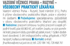 Inzerát Vazební věznice Praha-Ruzyně v lékařském časopise
