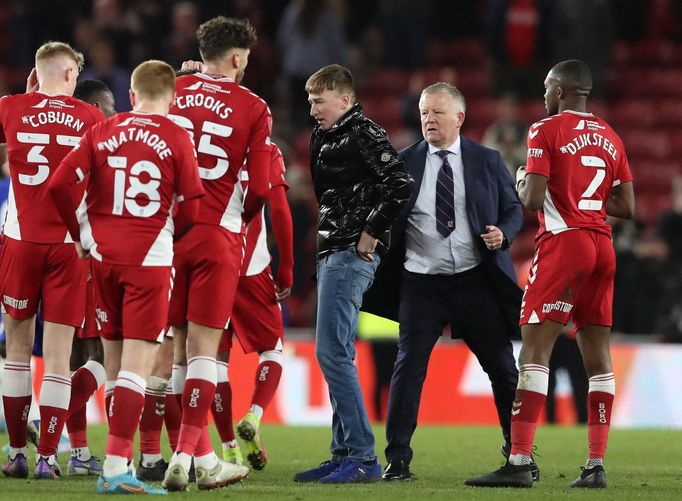 Soccer Football - FA Cup Quarter Final - Middlesbrough v Chelsea - Riverside Stadium, Middlesbrough, Britain - March 19, 2022 Middlesbrough manager Chris Wilder with the