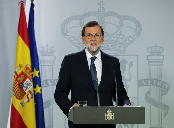 Španělský premiér Mariano Rajoy na tiskové konferenci.