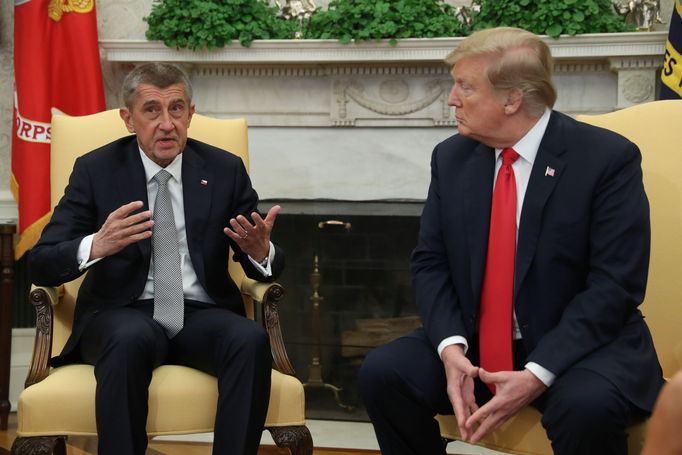 U.S. President Donald Trump listens as he meets with Czech Republic's Prime Minister Andrej Babis during a meeting in the Oval Office at the White House in Washington, U.