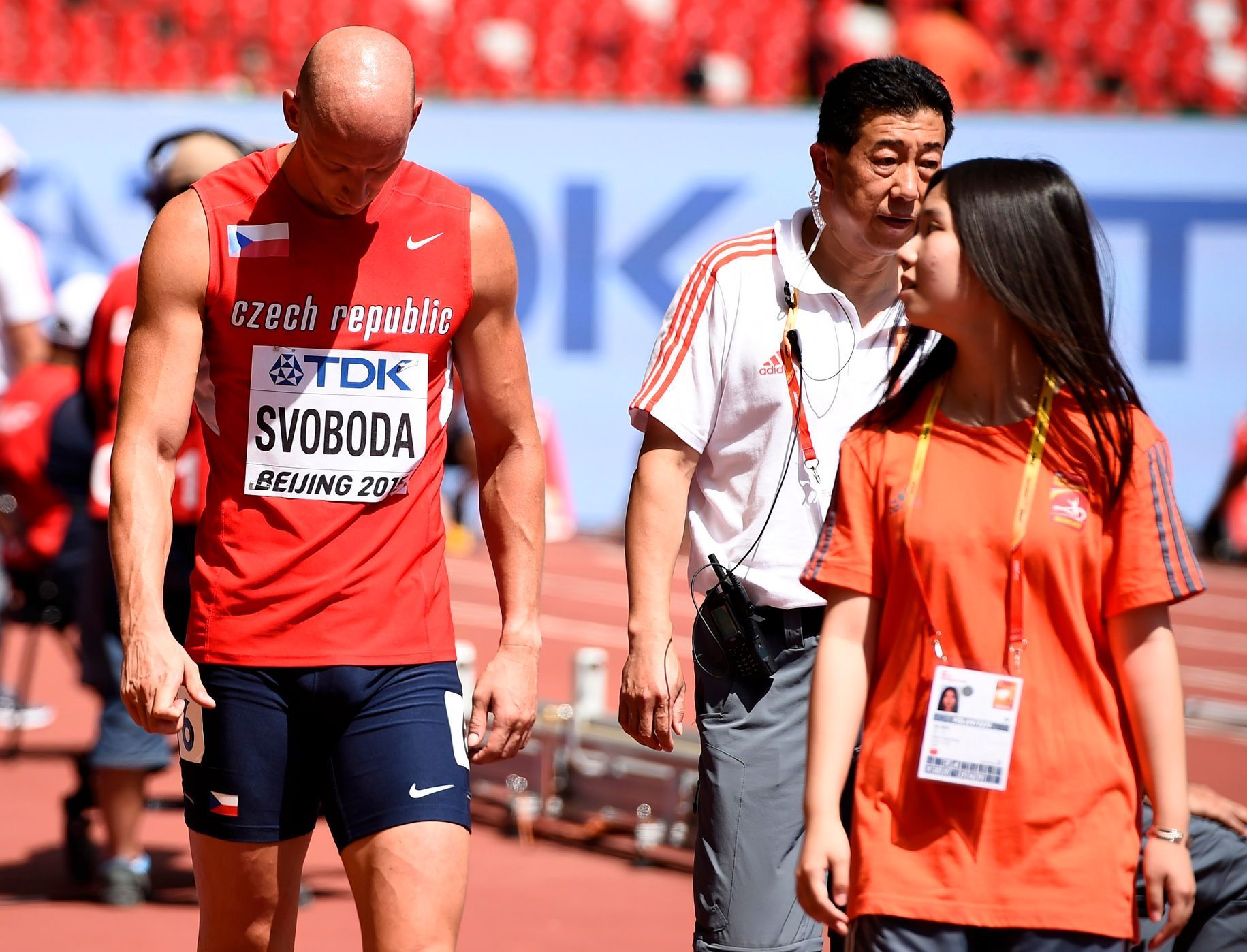 MS v atletice 2015, 100 m př.: diskvalifikovaný Petr Svoboda