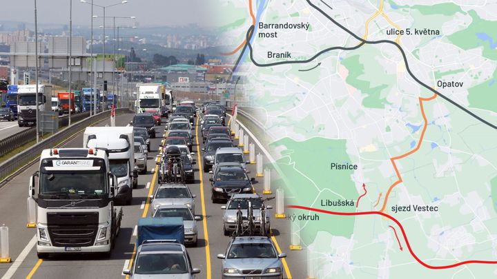 Jak objet Barrandovský most? Zapněte si navigaci, radí Praha. Objížďka má skoro 20 km; Zdroj foto: Aktuálně.cz