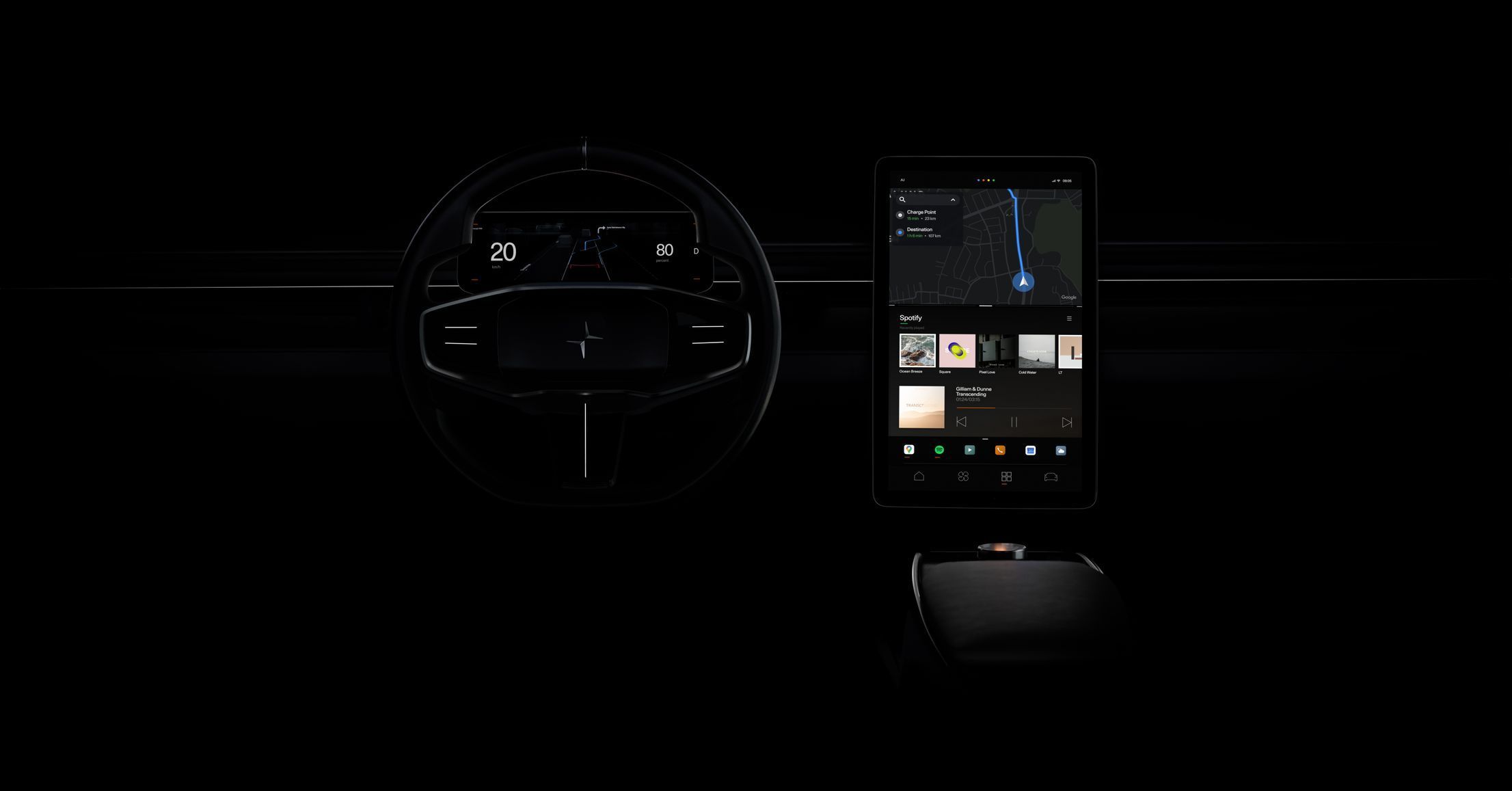 Polestar Android auto navigace