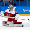 Překonaný Pavel Francouz inkasuje gól v zápase o 3. místo Česko - Kanada na ZOH 2018
