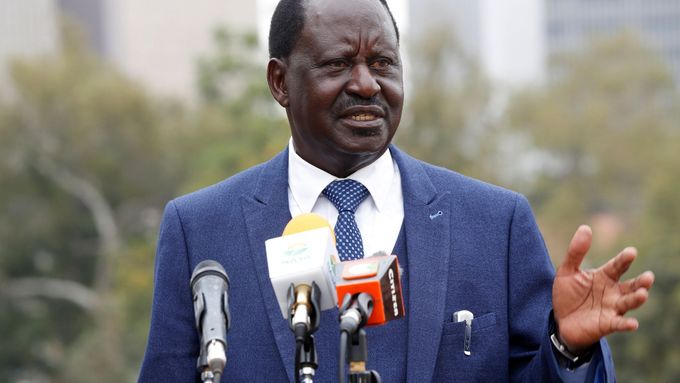 Kandidát na prezidenta Raila Odinga.