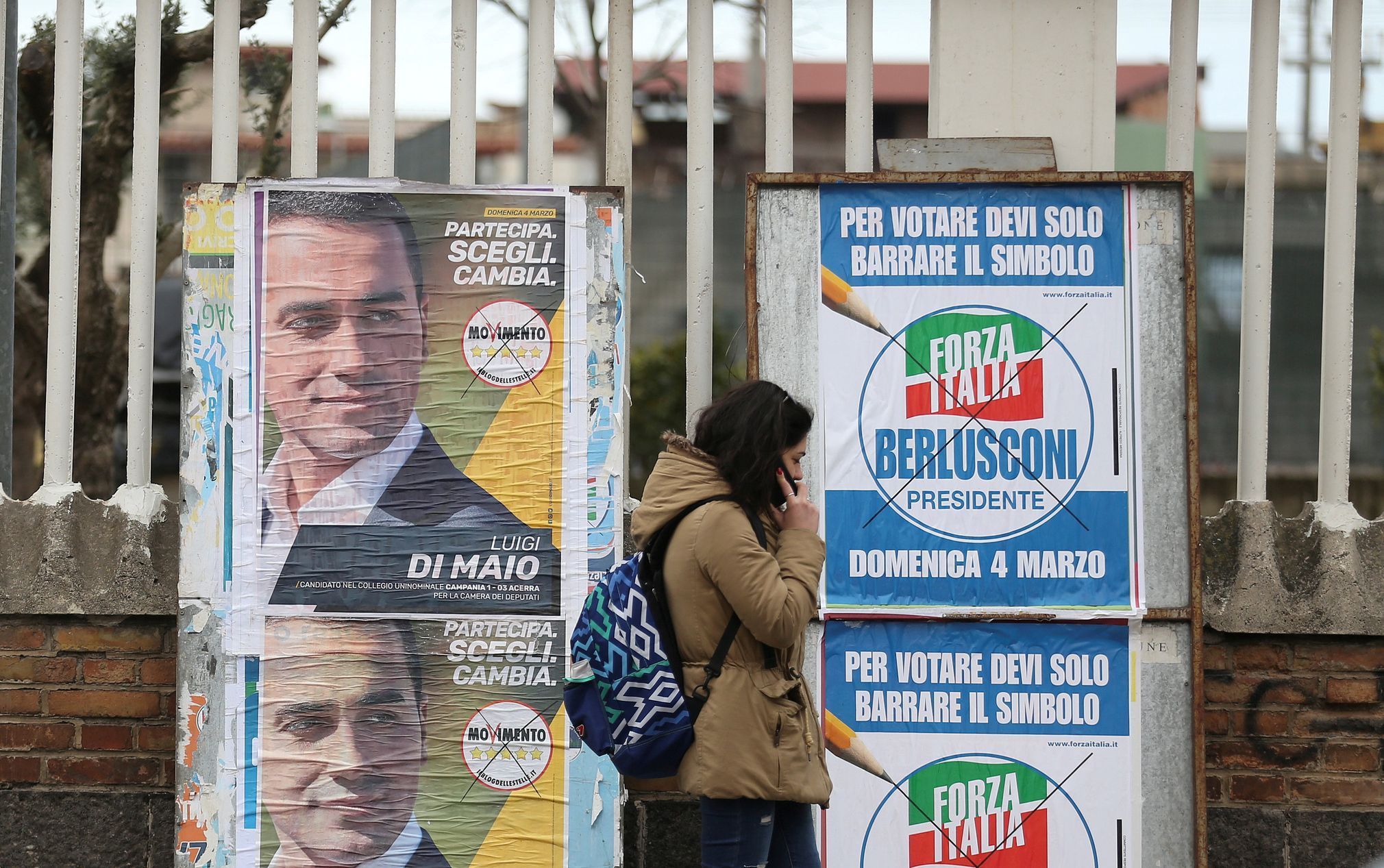 Předvolební plakáty v Itálii, březen 2018