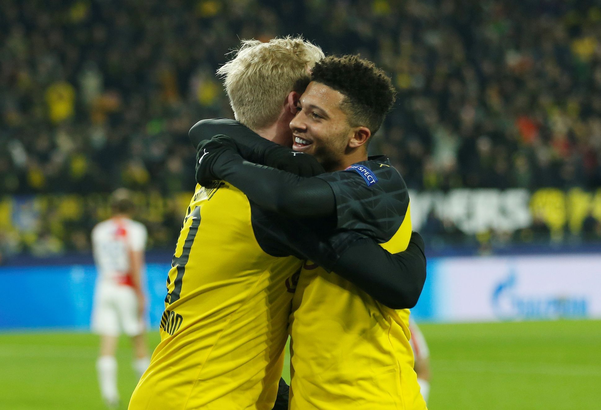 Julian Brandt slaví gól v zápase LM Borussia Dortmund - Slavia