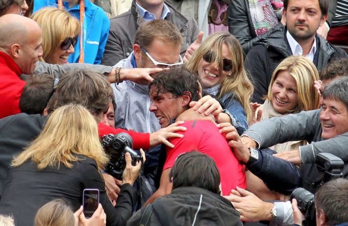 Rafael Nadal Novak Djokovič po finále French Open 2012.