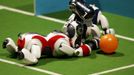 RoboCup 2006. Paralelně s mistrovstvím lidí se v Brémách koná mistrovství v kopané robotů. Účastní se 440 týmů ze 36 zemí světa, největšími favority jsou Němci, Iránci a vědci z asijských zemí.