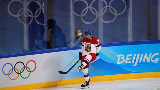 Michaela Pejzlová slaví gól v zápase Česko - Čína na ZOH 2022