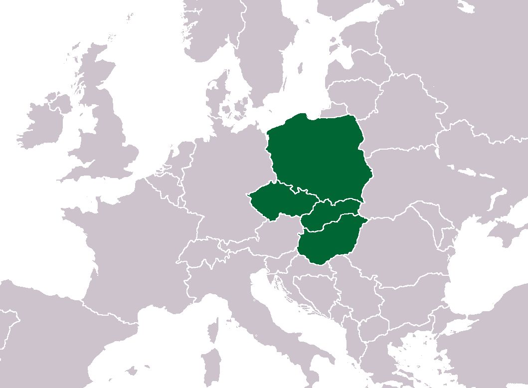 Mapa Visegrádské čtyřky