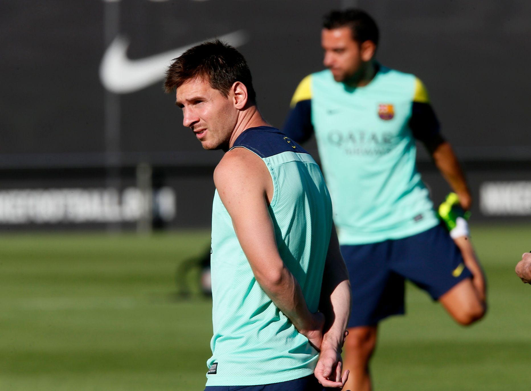 FC Barcelona (trénink, Xavi, Messi)