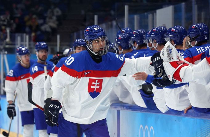 Juraj Slafkovský v dresu Slovenska na olympiádě v Pekingu 2022