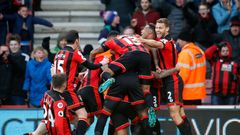 Bournemouth slaví gól do sítě Liverpoolu