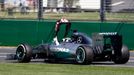 Mercedes Formula One driver Lewis Hamilton of Britain gets of his car after it broke down during the first practice session of the Australian F1 Grand Prix at the Albert