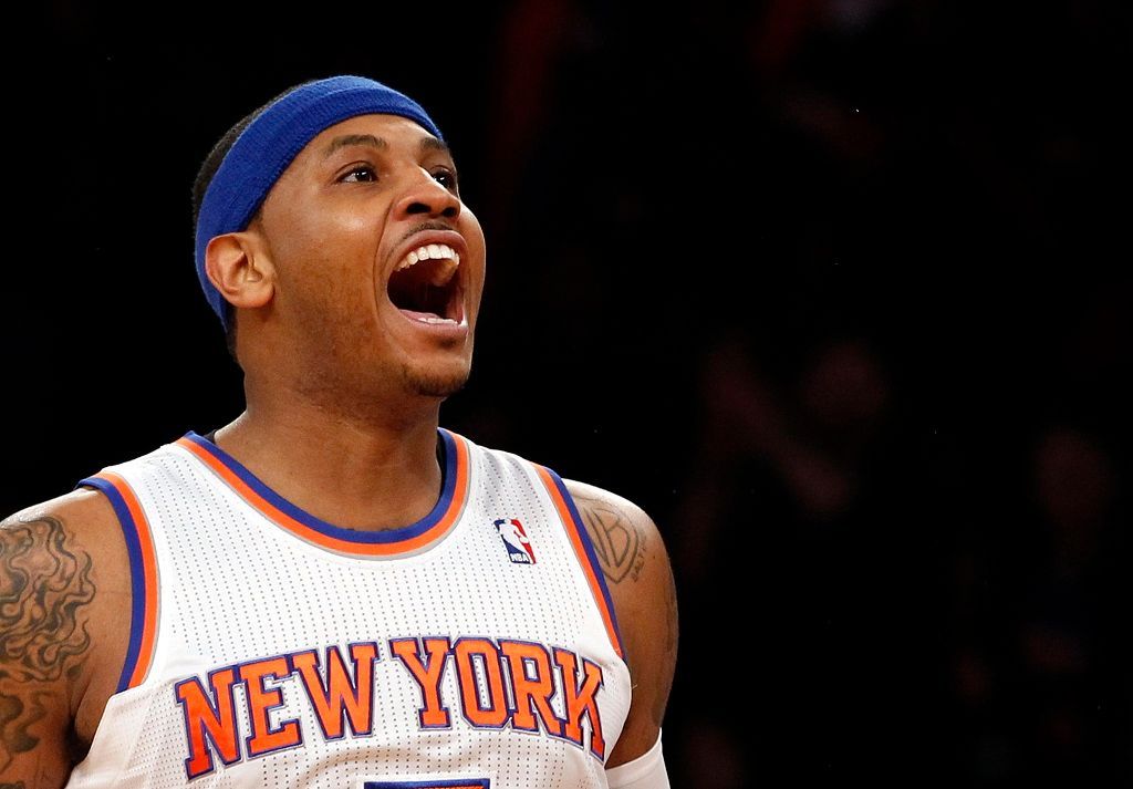 Carmelo Anthony z New Yorku Knicks slaví v play off NBA