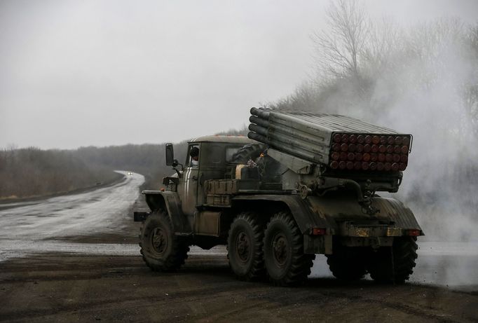 Raketomet Grad ukrajinské armády v Donbasu.