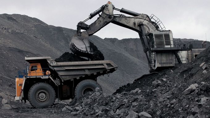 Těžba uhlí v Kemerovské oblasti v Rusku