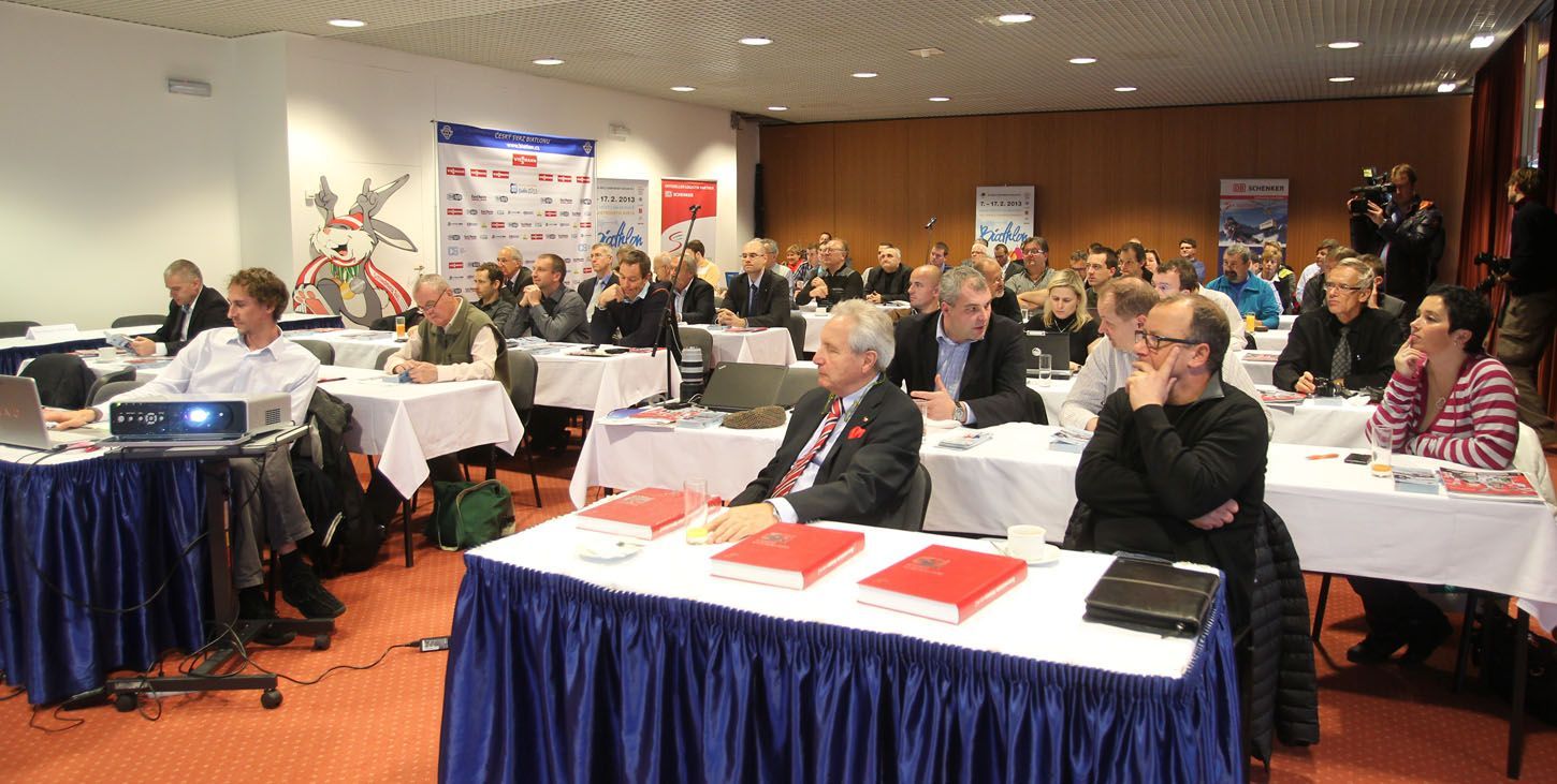Čeští organizátoři MS v biatlonu 2013 během tiskové konference v listopadu 2012.