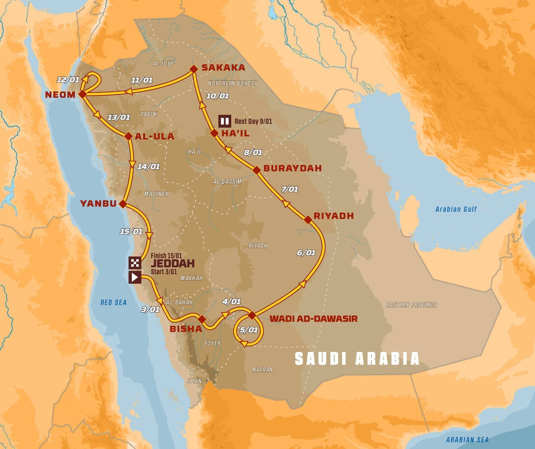 Mapa Rallye Dakar 2021