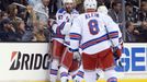 Jun 4, 2014; Los Angeles, CA, USA; New York Rangers left wing Benoit Pouliot (67) celebrates scoring a goal against the Los Angeles Kings during the first period during g