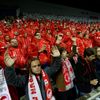 Choreo slávistických fanoušků v zápase LM Slavia Praha - Borussia Dortmund