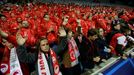 Choreo slávistických fanoušků v zápase LM Slavia Praha - Borussia Dortmund