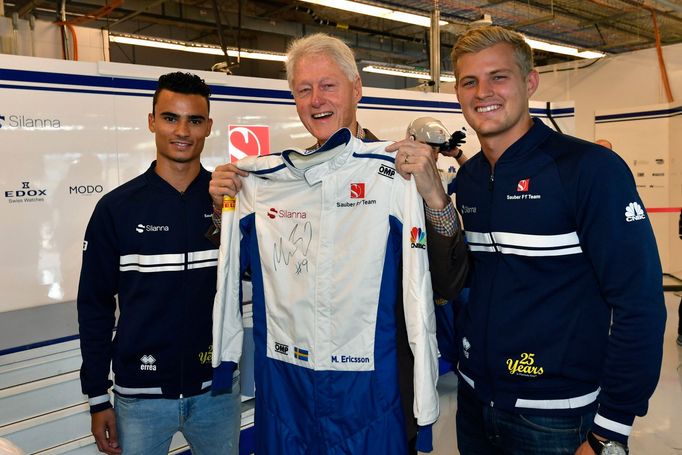 F1, VC USA 2017: Pascal Wehrlein, Bill Clinton a Marcus Ericsson