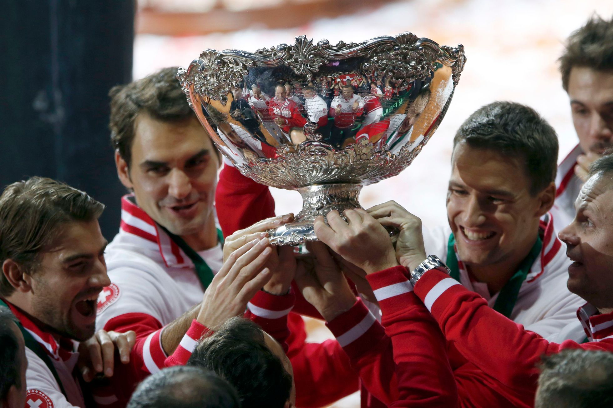 Švýcaři slaví Davic Cup 2014