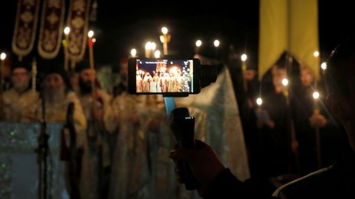 Pravoslavné Velikonoce v klášteře nedaleko Mavrora v Severní Makedonii.