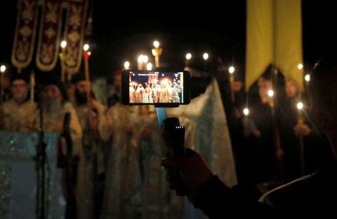 Pravoslavné Velikonoce v klášteře nedaleko Mavrora v Severní Makedonii.