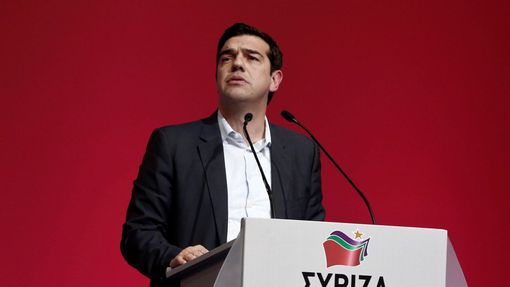 Alexis Tsipras na stranickém sjezdu.