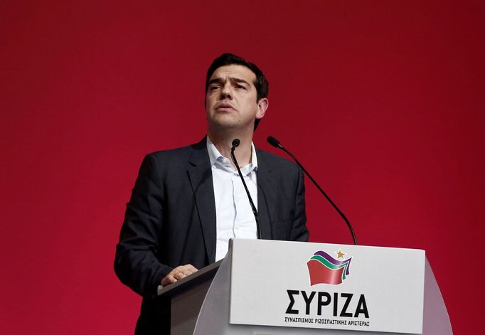 Alexis Tsipras na stranickém sjezdu.