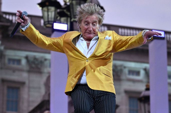 Rod Stewart na oslavách platinového jubilea Alžběty II. v létě 2022.