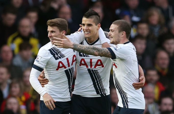 Erik Lamela,Tom Carroll a Kieran Trippier (Tottenham)