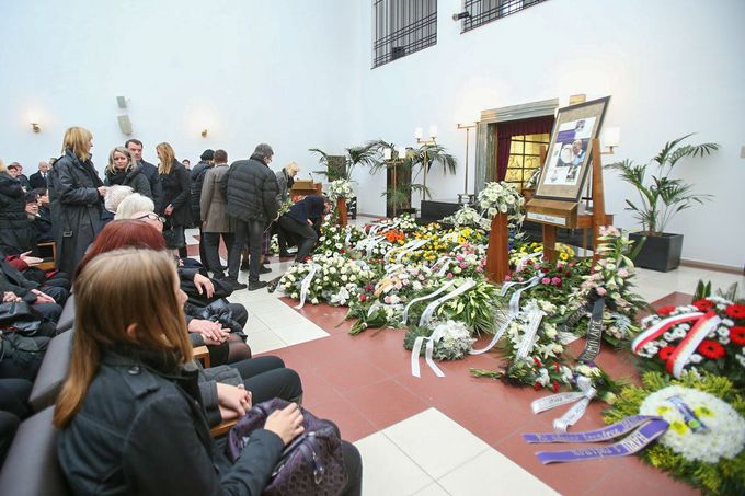 Fotografie z pohřbu tenistka Jany Novotné v roce 2017 v brněnském krematoriu.